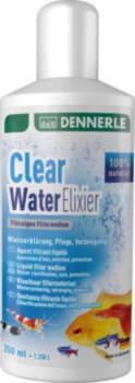 Добавка Dennerle Clear Water Elixier 250 мл. Концентрат минеральных частиц, которые удаляют из воды мельчайшие примеси, неприятные запахи, аммиак, тяжелые металлы, остатки лекарств и другие вредные вещества на 1250 литров