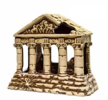 Храм большой 22x11x18,5 см. Декорация из терракотовой глины для использования в аквариумистике террариумистике и фитодизайне.