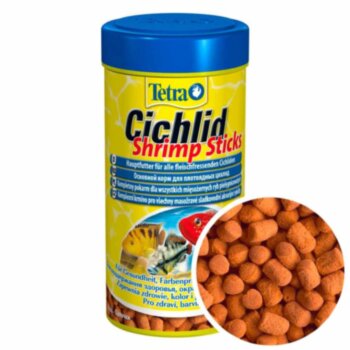 Корм для Цихлид Tetra Cichlid Shrimp Sticks, банка 250 мл. Корм для цихлид с высоким содержанием креветок, в состав корма входит высокое содержание (55 %) креветок
