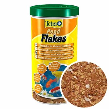 Основной корм для всех прудовых рыб Tetra Pond Flakes, банка 1 л. Основной корм в виде хлопьев, особенно удобен для молодых рыб и рыб с маленьким ртом.