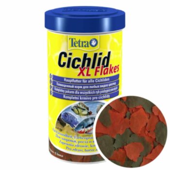 Корм для крупных Цихлид Tetra Cichlid XL Flakes, банка 500 мл. Основной корм для всех видов цихлид в виде крупных хлопьев.