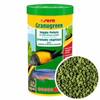 Корм для мелких растительноядных Цихлид Sera Granugreen, банка 1000 мл. Основной корм для мелких травоядных Цихлид