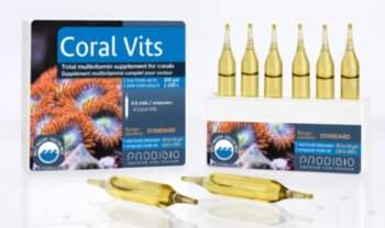 Жиро и водорастворимые витамины для кораллов Prodibio Coral Vits 12 шт. Препарат содержащий абсолютно все витамины необходимые для роста кораллов и хорошего самочувствия рыб в морских аквариумах.