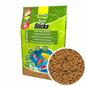 Основной корм для всех прудовых рыб Tetra Pond Sticks, мешок 25 л. Основной корм для всех видов прудовых рыб в виде плавающих палочек для полноценного и сбалансированного питания.