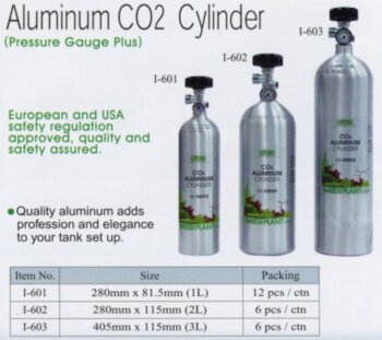 Алюминиевый баллон CO2 Ista I-603 с манометром 3л Алюминиевый баллон CO2 с манометром для контроля давления в баллоне, 3л