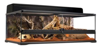 Террариум из силикатного стекла, 90x45x30см Exo Terra Террариум из стекла с дверцами, сеткой и декоративным фоном. Высокий бортик передней стенки позволяет создать водоем или разместить толстый слой грунта 