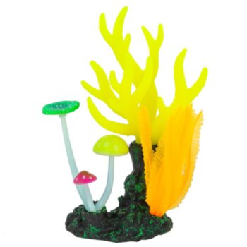 Флуоресцентная декорация Gloxy Морские кораллы желтые, 14х6,5х21 см. Пластиковая флуоресцентная декорация для использования в аквариумистике и фитодизайне.