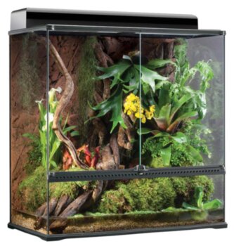 Террариум из силикатного стекла, 90x45x90см Exo Terra Террариум из стекла с дверцами, сеткой и декоративным фоном. Высокий бортик передней стенки позволяет создать водоем или разместить толстый слой грунта 