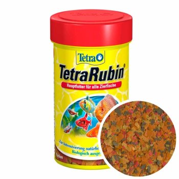 Корм для окраса всех рыб Tetra Rubin, банка 100 мл. Корм для всех рыб, смесь хлопьев с усилителем цвета, подходит для ежедневного кормления.