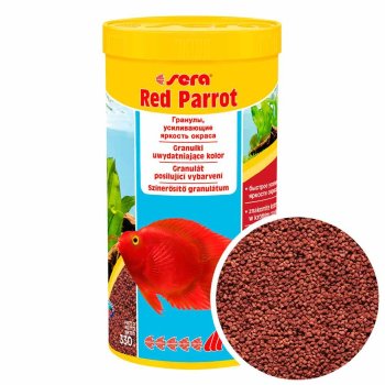 Корм для рыб попугаев Sera Red Parrot, банка 1000 мл. Основной корм для рыб попугаев. Для интенсивной контрастной окраски рыб
