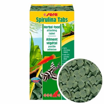 Растительный корм для всех рыб Sera Spirulina Tabs 24 табл. Растительный корм для всех рыб с высоким содержанием спирулины, состоящий из таблеток