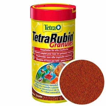 Корм для окраса всех рыб Tetra Rubin Granules, банка 250 мл. Корм для всех рыб, смесь гранул с усилителем цвета, подходит для ежедневного кормления.