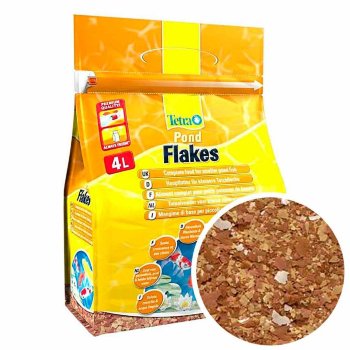 Основной корм для всех прудовых рыб Tetra Pond Flakes, мешок 4 л. Основной корм в виде хлопьев, особенно удобен для молодых рыб и рыб с маленьким ртом.