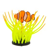 Флуоресцентная декорация Gloxy Рыба клоун в анемоне желтая, 11х8х12 см.