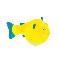 Флуоресцентная декорация Gloxy Рыба шар на леске желтая, 8х5х5,5 см.