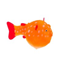 Флуоресцентная декорация Gloxy Рыба шар на леске оранжевая, 8х5х5,5 см.