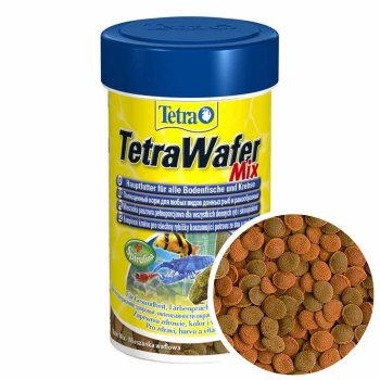 Корм для донных рыб Tetra Wafer Mix, банка 100 мл. Питательный корм для всех донных рыб и ракообразных, в виде тонущих чипсов