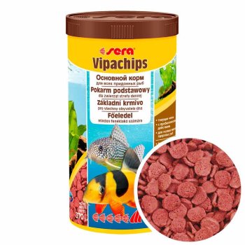 Основной корм для сомов Sera Vipachips, банка 1000 мл. Основной корм для сомов, состоящий из тонущих чипсов для всех донных рыб