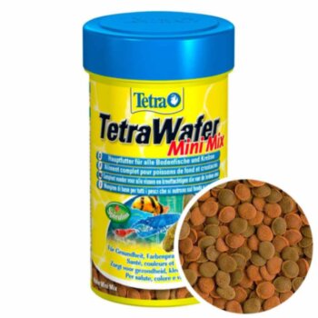 Корм для донных рыб Tetra Wafer Mini Mix, банка 1000 мл. Смесь двух видов мини чипсов, корм для любых донных рыб