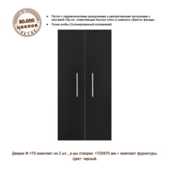 Дверки Биодизайн Классик 50/50R Ф-170 Черный Для подставки КЛАССИК 50/50R. Плита ЛДСП 16 мм, кромка ПВХ 0,45 мм, 2 шт.