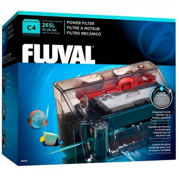 Фильтр навесной Fluval C4 Топовый фильтр Fluval C4, для аквариума 190 - 265 литров. С регулировкой потока, наполнителями, керамическим валом. Единственный в мире фильтр с 5 ступенчатой системой фильтрации. Готов к работе!