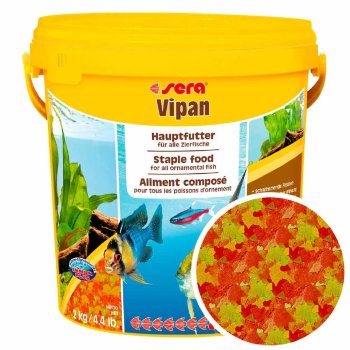 Корм для крупных рыб Sera Vipan XL (Крупные хлопья) ведро 10 л. Основной, базовый корм для крупных рыб, крупные хлопья