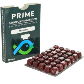 Корм замороженный Prime Мотыль мелкий 100 мл. Может использоваться в качестве основного корма для всех видов рыб.