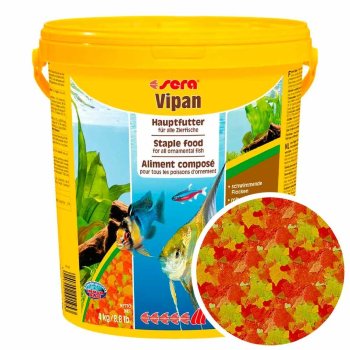 Корм для крупных рыб Sera Vipan XL (Крупные хлопья) ведро 20 л. Основной, базовый корм для крупных рыб, крупные хлопья