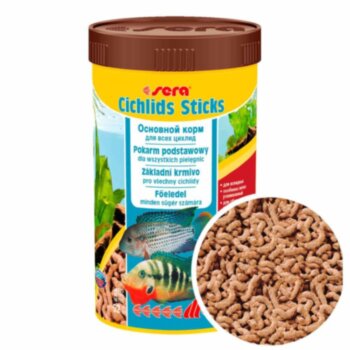 Основной корм для Цихлид Sera Cichlid Sticks, банка 250 мл. Основной корм для всех видов Цихлид в виде палочек.