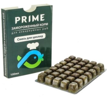 Корм замороженный Prime Смесь для цихлид 100 мл. Смесь для цихлид, мелкий мотыль, гаммарус, мясо креветок и белых рыб, витамины.