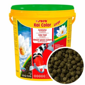 Корм для окраса карпов Кои Sera Koi Color large, ведро 21л/5,35кг. Корм для яркости окраса карпов Кои, длиной более 25 см