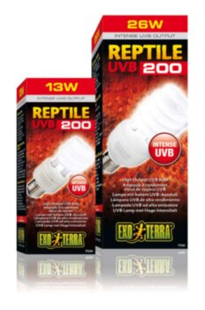 Лампа UVB200 26Вт Exo Terra Идеальный спектр для пустынных рептилий, повышенный уровень УФВ составляющий в спектре 