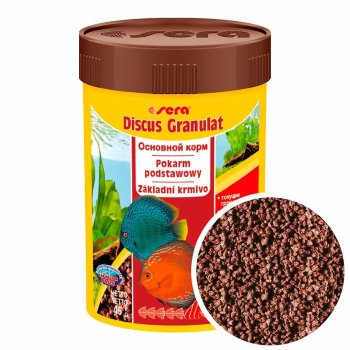 Основной корм для дискусов Sera Discus Granules, банка 100 мл. Основной корм для Дискусов, для яркости окраски красных форм Дискусов