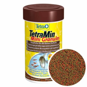  Основной корм для всех рыб Tetra Min Mini Granules, банка 100 мл. Основной, ежедневный корм для всех видов аквариумных рыб в виде мини гранул.