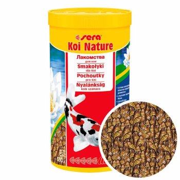 Лакомство для карпов Кои Sera Koi Nature, банка 1000мл/330г. Лакомство для карпов в теплое время года (выше 15°C).