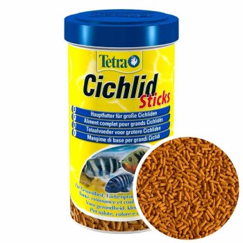Корм для Цихлид Tetra Cichlid Sticks, банка 500 мл. Основной корм в виде палочек для всех цихлид и других крупных декоративных рыб.