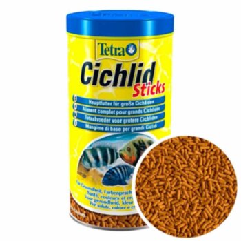 Корм для Цихлид Tetra Cichlid Sticks, банка 1000 мл. Основной корм в виде палочек для всех цихлид и других крупных декоративных рыб.