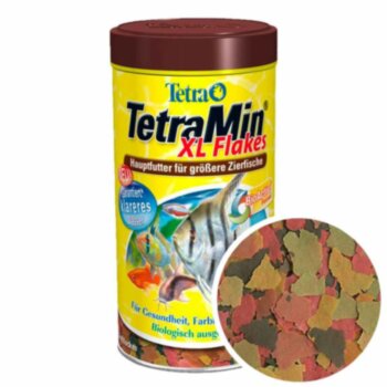 Основной корм для крупных рыб Tetra Min XL Flakes, банка 500 мл. Основной, ежедневный корм для больших рыб в виде крупных хлопьев для рыб с большим ртом