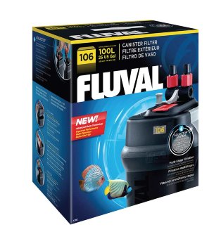 Фильтр внешний Fluval 106 Топовый внешний фильтр Fluval 106, для аквариума 40 - 100 литров. Повышенная мощность, улучшенная биологическая фильтрация. С регулировкой потока, керамическим валом и наполнителями. Готов к работе!