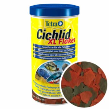 Корм для крупных Цихлид Tetra Cichlid XL Flakes, банка 1000 мл. Основной корм для всех видов цихлид в виде крупных хлопьев.