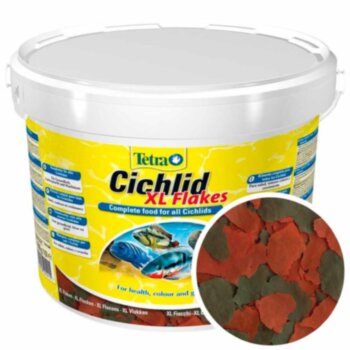 Корм для крупных Цихлид Tetra Cichlid XL Flakes, ведро 10 л. Основной корм для всех видов цихлид в виде крупных хлопьев.