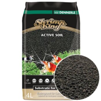Грунт Dennerle Shrimp King Active Soil 4 л. Специально разработан для успешного содержания и разведения креветок. В особенности подходит для всех разновидностей, которые предпочитают мягкую, слегка кислую воду.