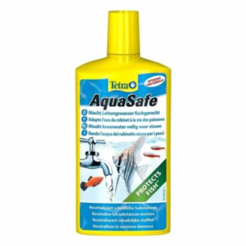 Средство для аквариума Tetra AquaSafe 500 мл.  Средство для аквариума для подготовки водопроводной воды в пригодную для обитания аквариумных рыб. Дозировка: 5мл. на каждые 10 литров воды