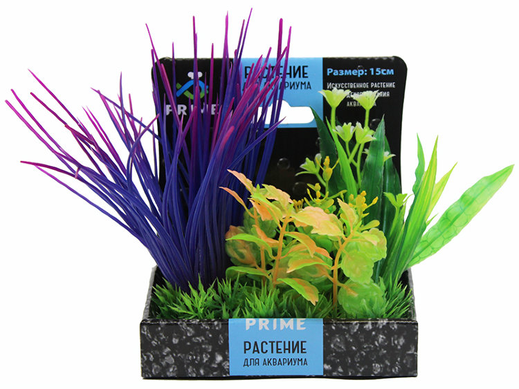 Композиция из пластиковых растений для аквариума 15 см. Prime M617