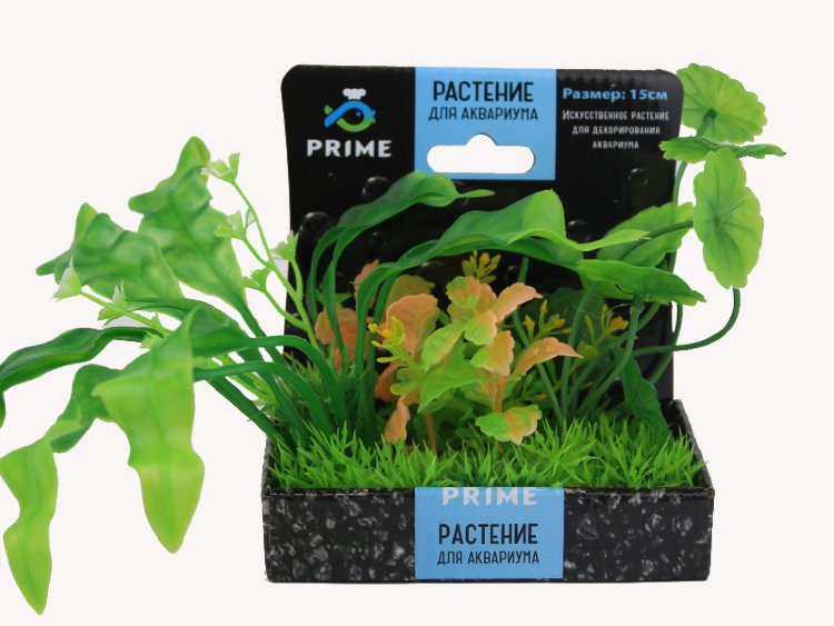 Композиция из пластиковых растений для аквариума 15 см. Prime M618