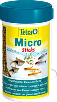 Корм Tetra Micro Sticks 100 мл. Корм в форме палочек для декоративных рыб с небольшими ртами, кормящихся в верхних и средних слоях воды.