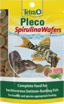 Корм Tetra Pleco Spirulina Wafers 15 г. Тетра Плеко Спирулина Вэйферс — на 100 % растительный корм премиум-класса обеспечит оптимальное питание для ваших донных рыб