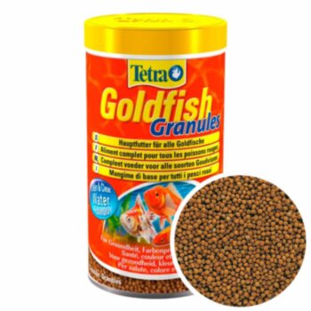 Основной корм для золотых рыб Tetra Goldfish Granules, банка 500 мл. Основной корм для золотых рыб, плавающие гранулы для любых холодноводных и золотых рыбок