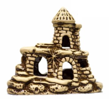 Мини-Замок 12,5x6x11 см. Декорация из терракотовой глины для использования в аквариумистике террариумистике и фитодизайне.