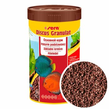 Основной корм для дискусов Sera Discus Granules, банка 250 мл. Корм для яркости окраски красных форм Дискусов